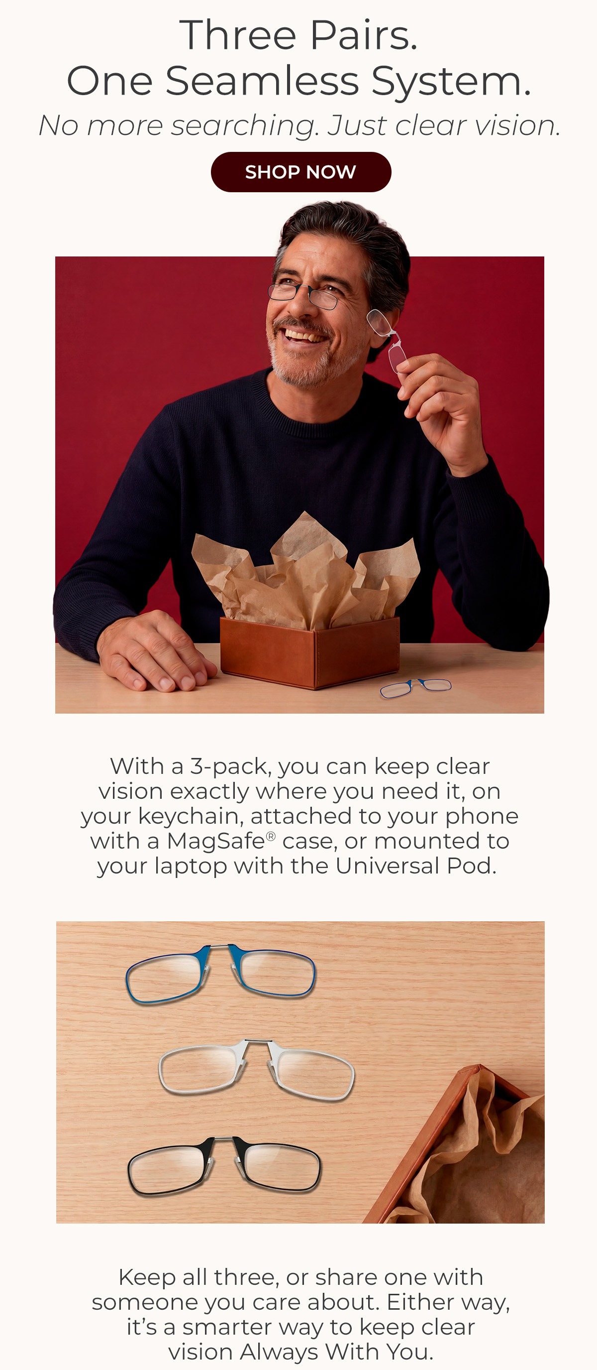 Three Pairs. One Seamless System: Shop Armless Readers 3-Pack