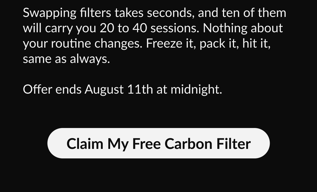 Carbon filter usage and offer expiration details