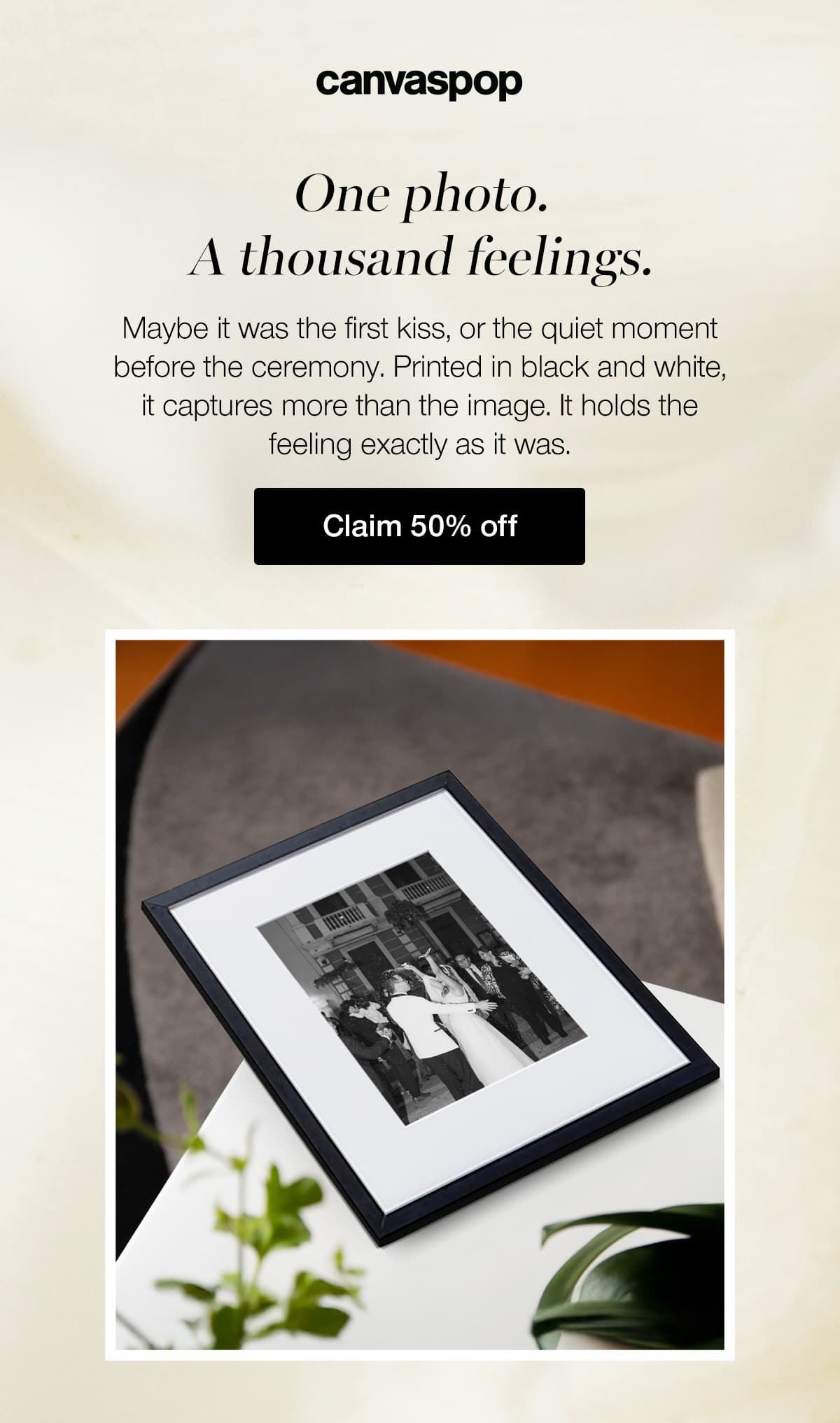 One photo. A thousand feelings. Maybe it was the first kiss, or the quiet moment before the ceremony. Printed in black and white, it captures more than the image. It holds the feeling exactly as it was.