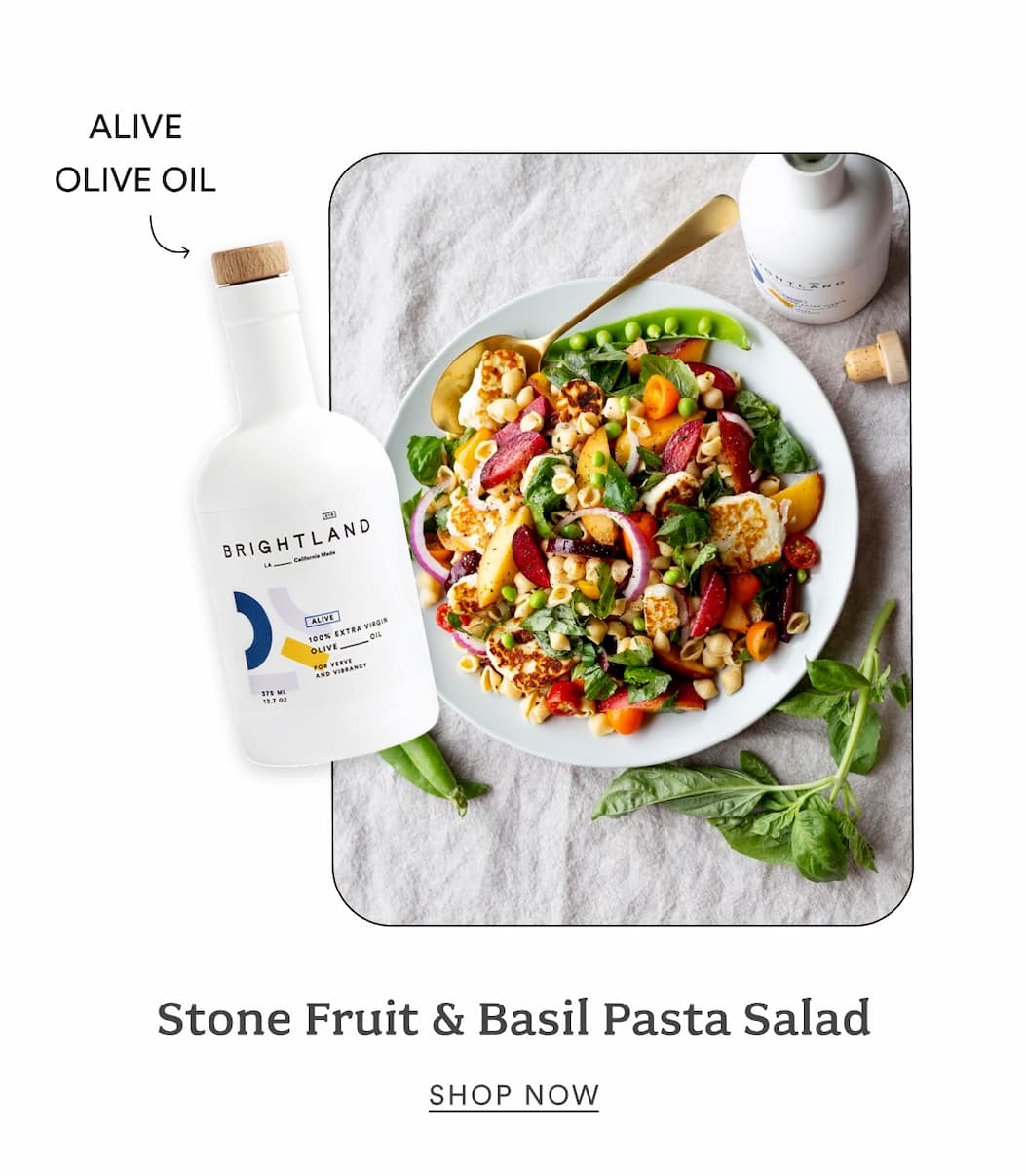 Stone Fruit & Basil Pasta Salad with Alive Olive Oil