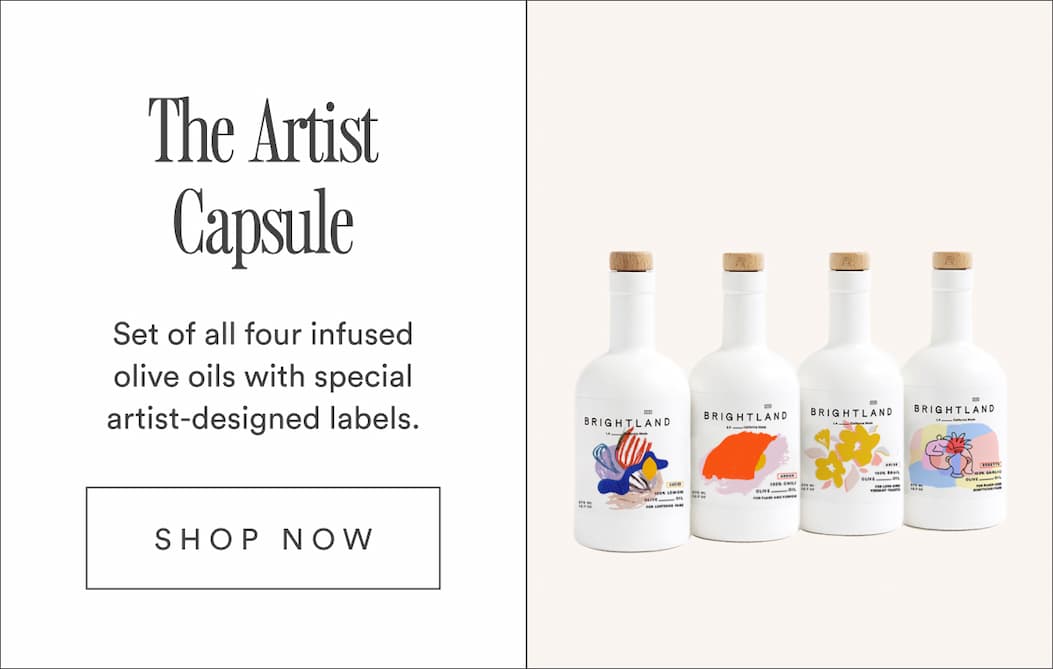 The Artist Capsule. Set of all four infused olive oils with special artist-designed labels. The Artist Capsule. Set of all four infused olive oils with special artist-designed labels.