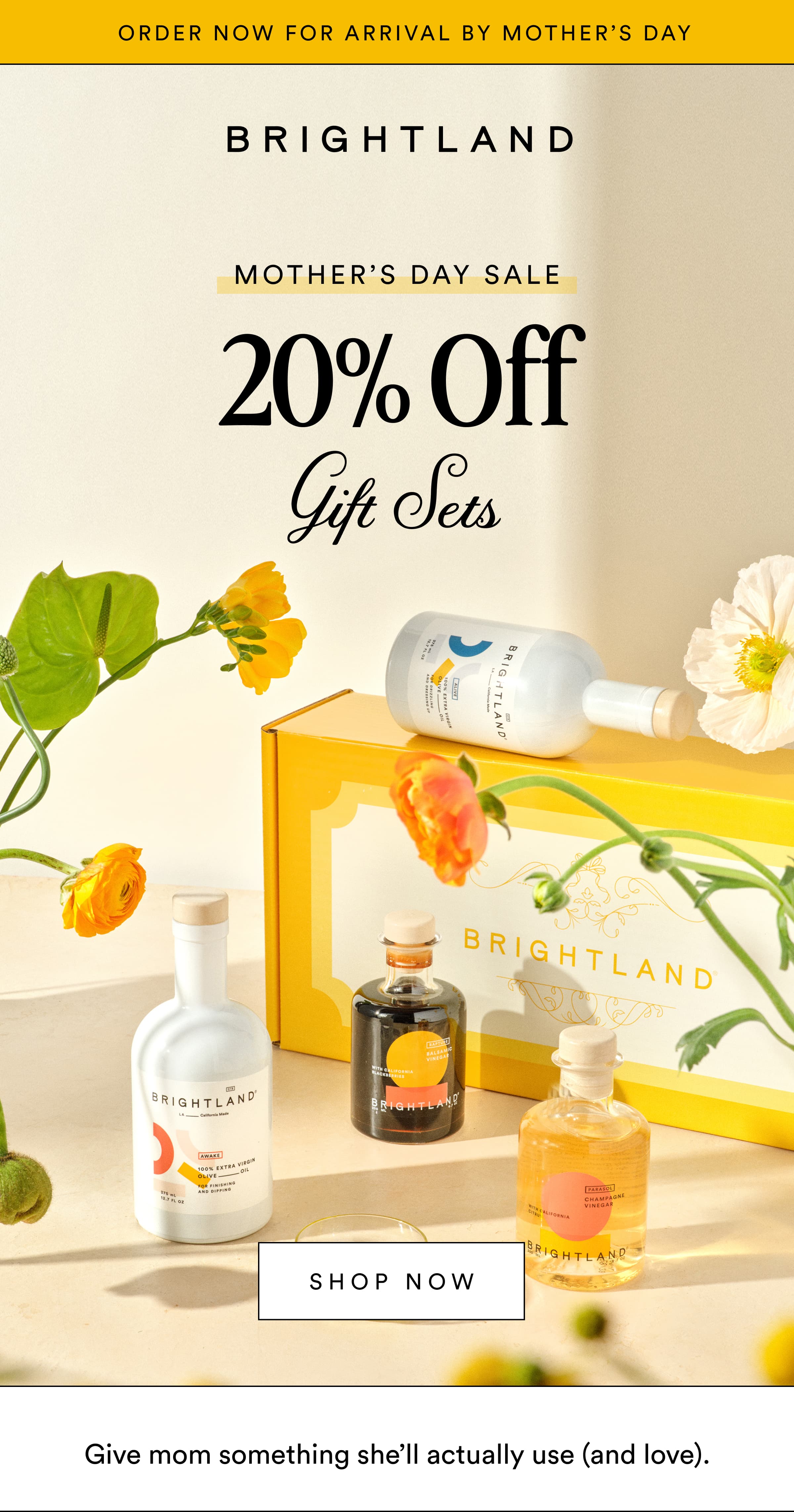 Order now for arrival by Mother’s Day mother’s day sale 20% Off Gift Sets Shop now Give mom something she’ll actually use (and love).