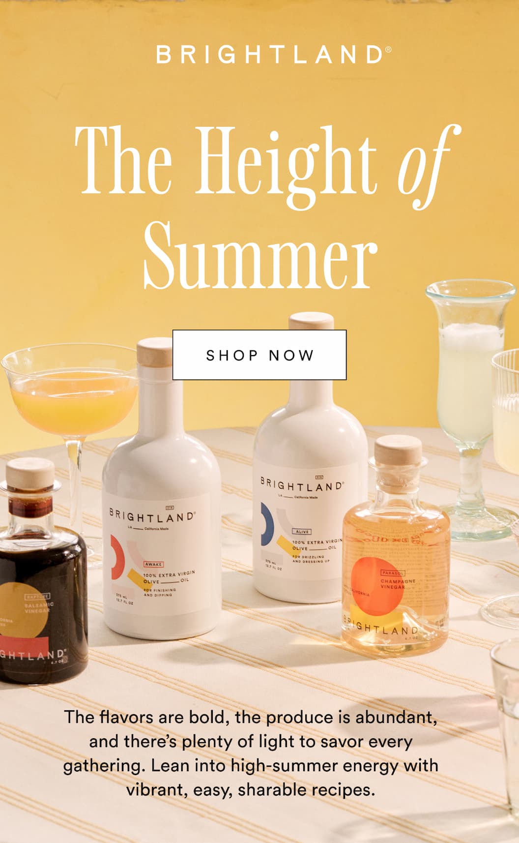The Height of Summer. The flavors are bold, the produce is abundant, and there’s plenty of light to savor every gathering. Lean into high-summer energy with vibrant, easy, sharable recipes.