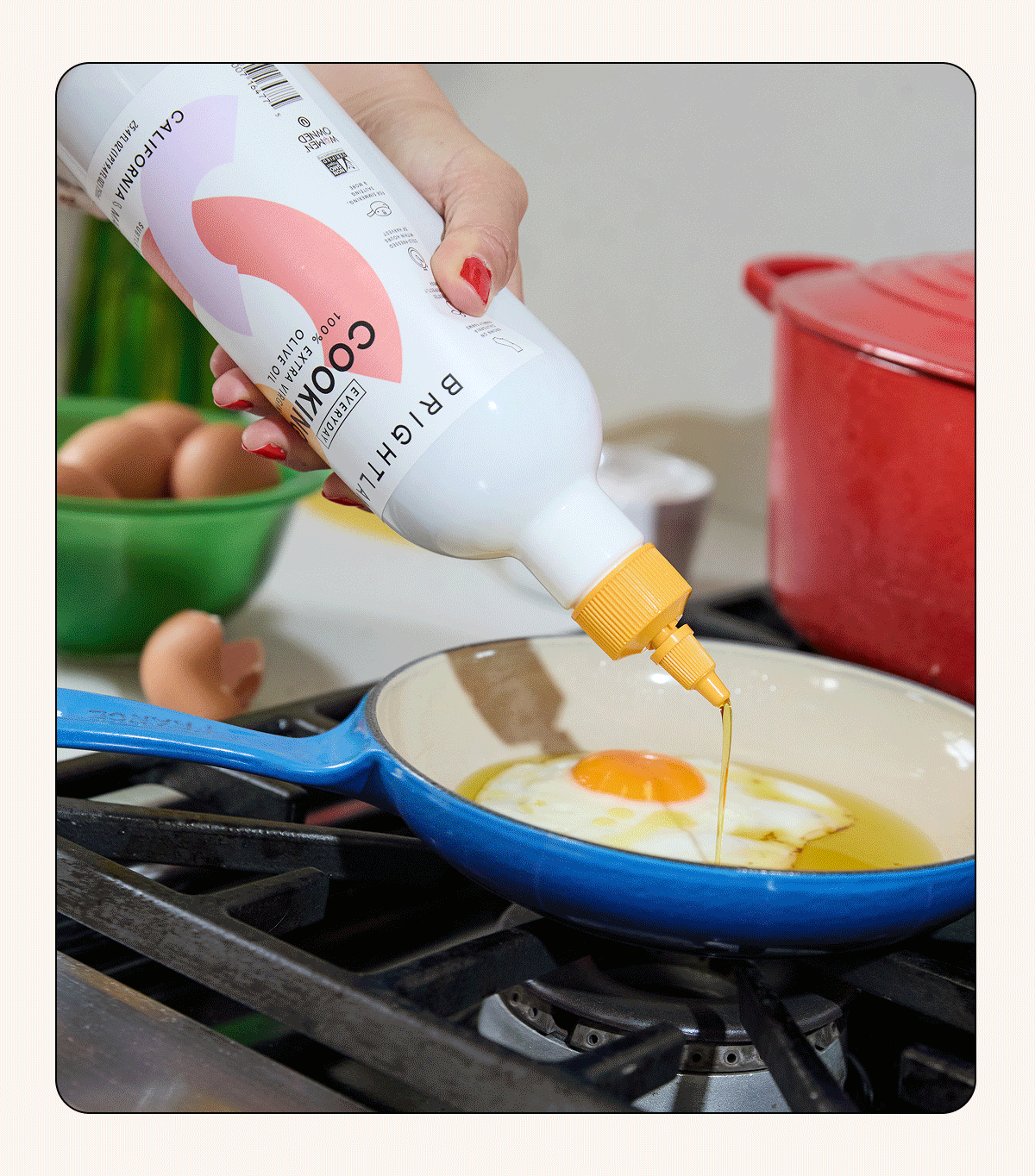 Pictures using the everyday oils grilling, drizzling, sauteing.