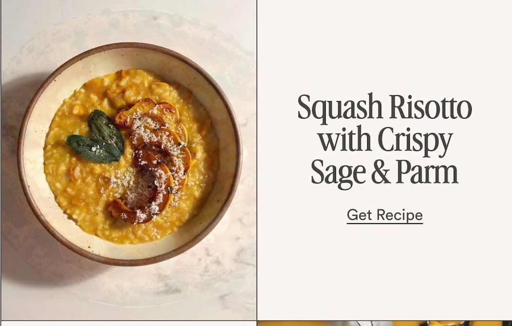 Squash Risotto with Crispy Sage & Parm Get Recipe