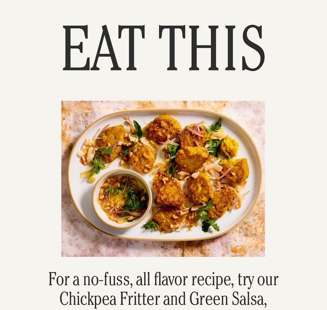 EAT THIS - For aa non-fuss, all flavor recipe, try our Chickpea Fritter and Green Salsa, made in the Large Always Pan.  | GET THE RECIPE