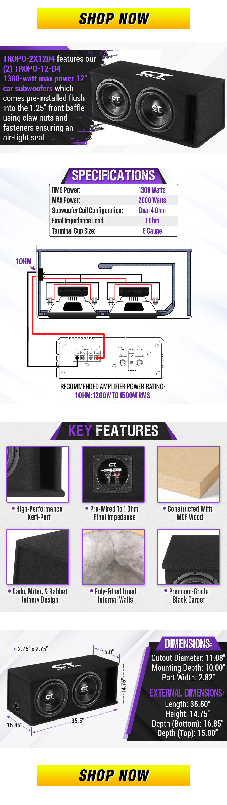 AllNew Dual 12" Loaded Subwoofer Enclosure CT Sounds