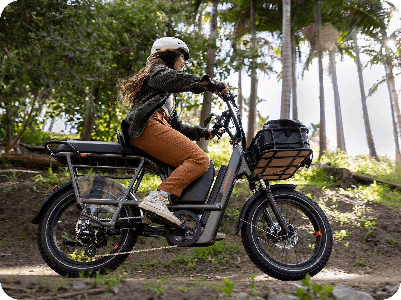 Person riding ebike outdoors