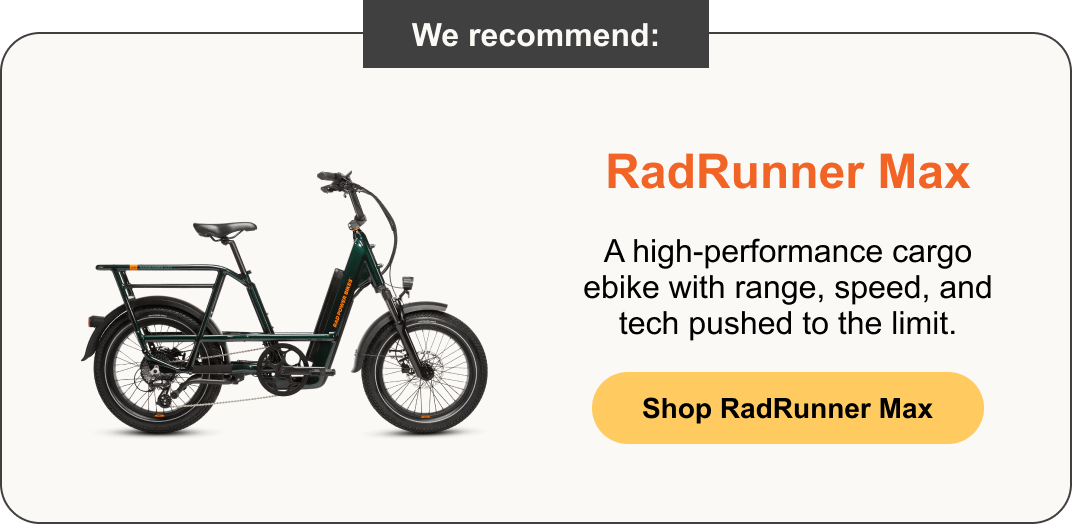 RadRunner Max: A high-performance cargo ebike with range, speed, and tech pushed to the limit.