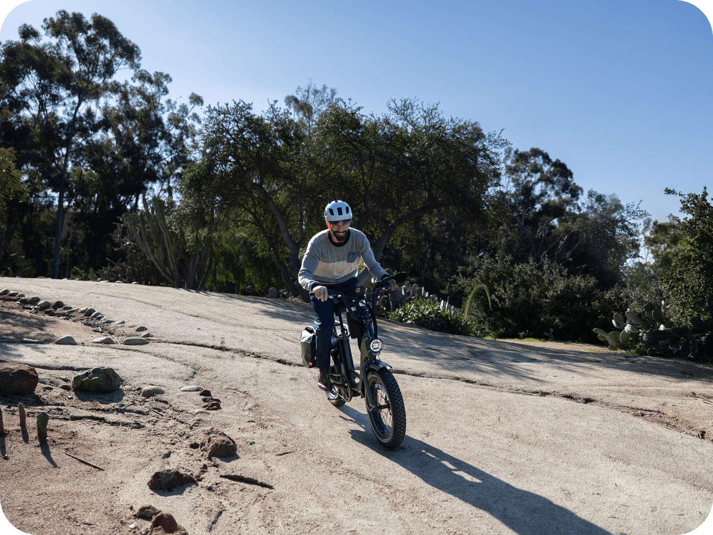 Person riding ebike outdoors