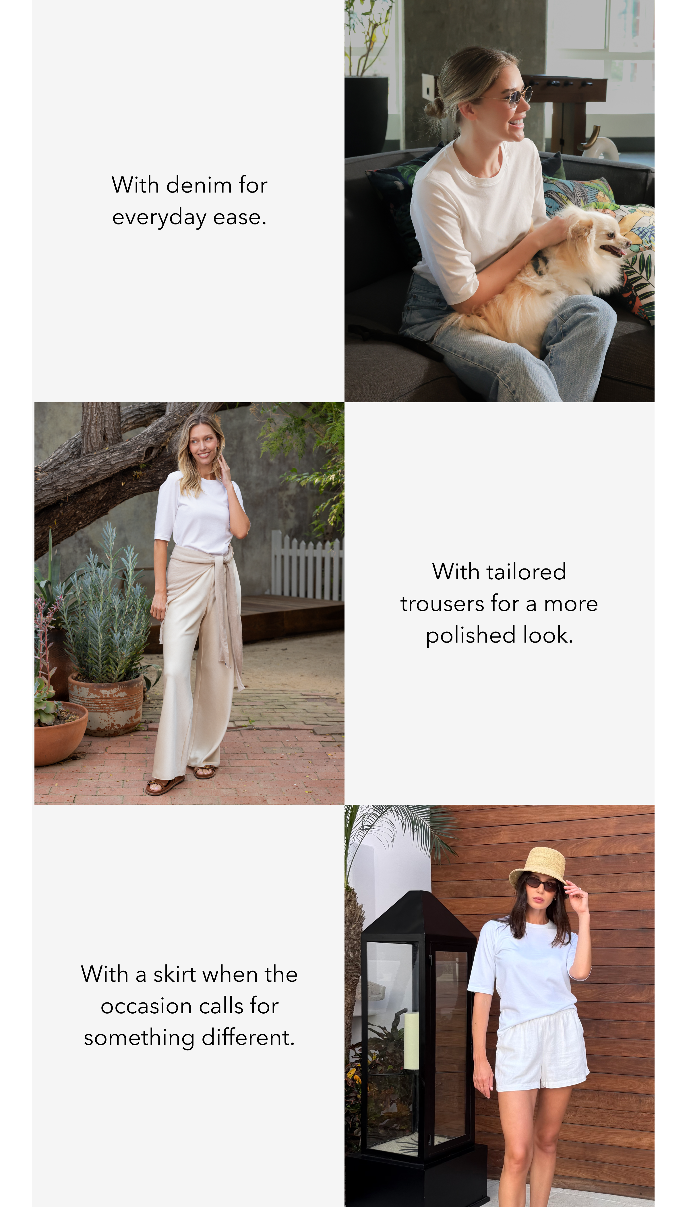 With denim for everyday ease.