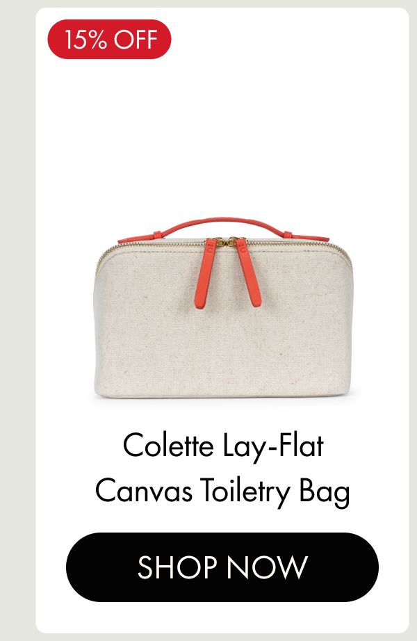 15% OFF | Colette Lay-Flat Canvas Toiletry Bag | SHOP NOW