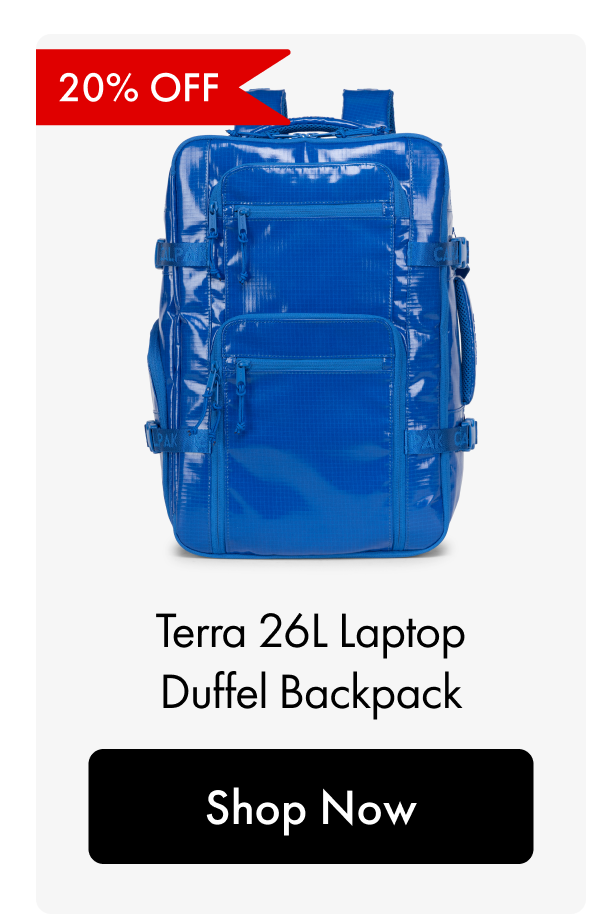 20% OFF | Terra 26L Laptop Duffel Backpack | Shop Now