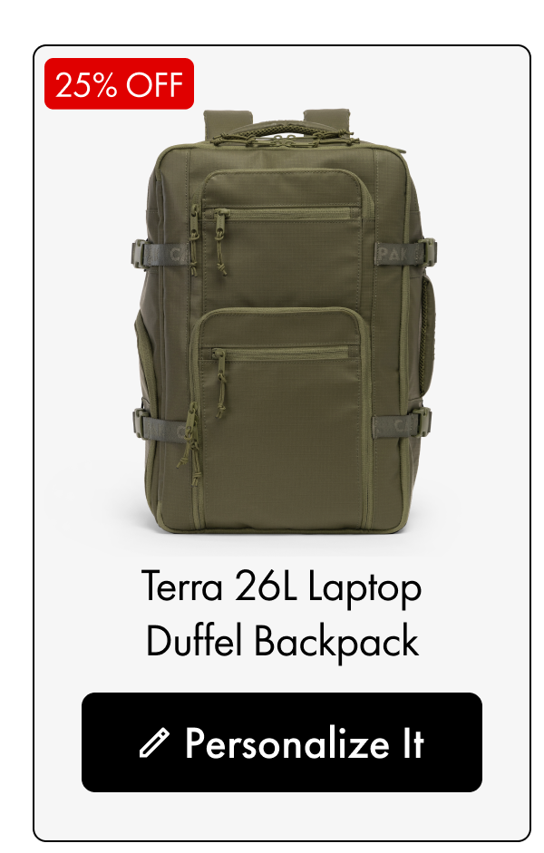 25% OFF | Terra 26L Laptop Duffel Backpack | Personalize It