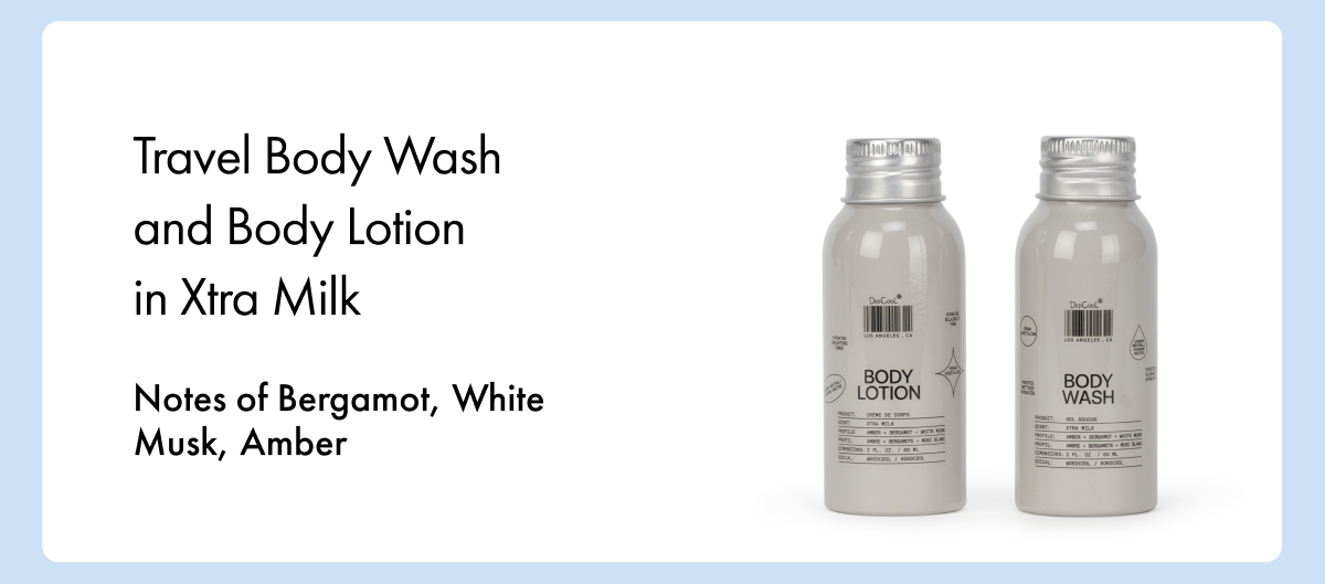 Travel Body Wash and Body Lotion in Xtra Milk | Notes of Bergamot, White Musk, Amber