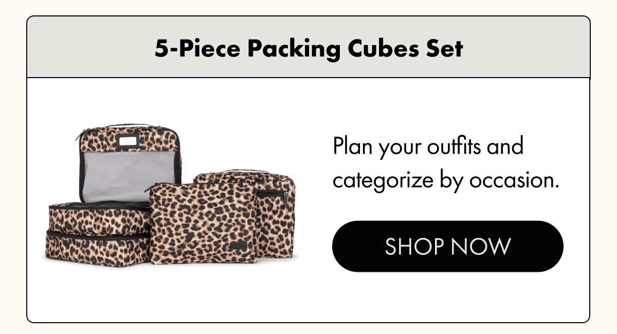 5 piece packing cubes set | plan your outfits and categorize by occasion