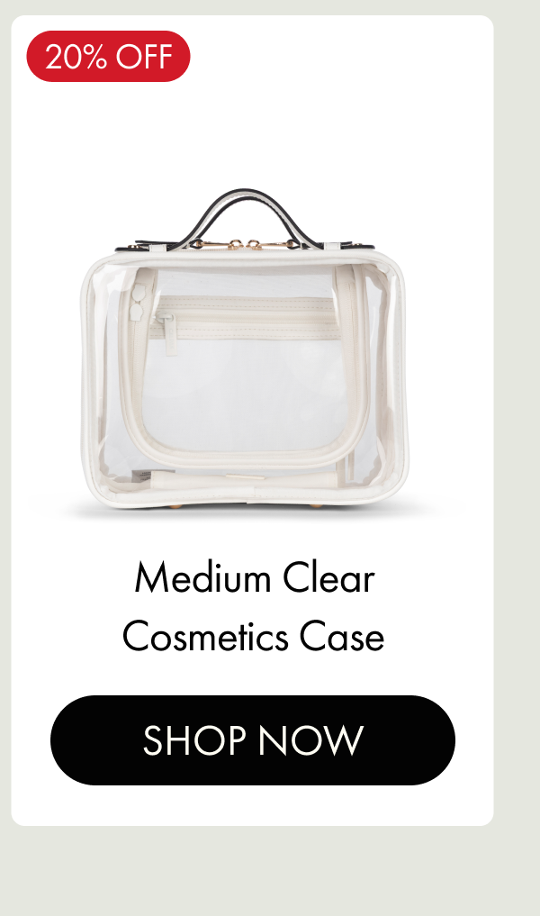 20% OFF | Medium Clear Cosmetics Case | SHOP NOW