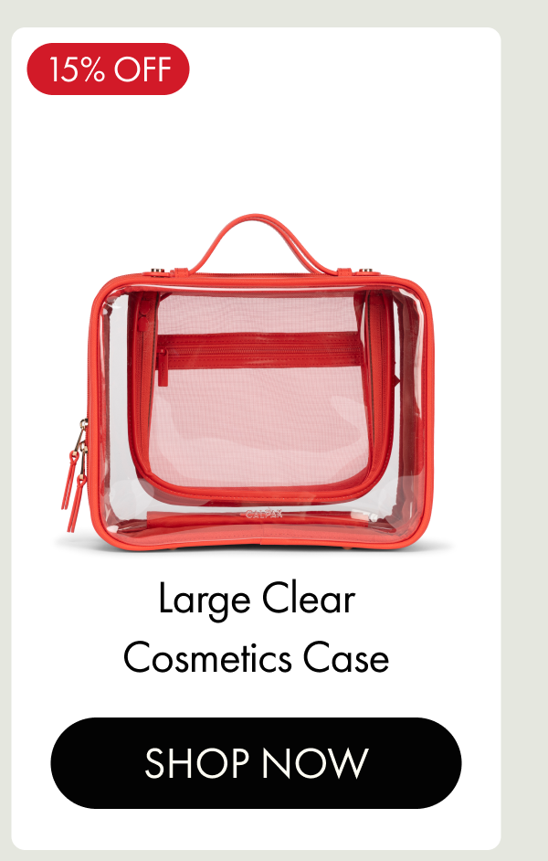 15% OFF | Large Clear Cosmetics Case | SHOP NOW
