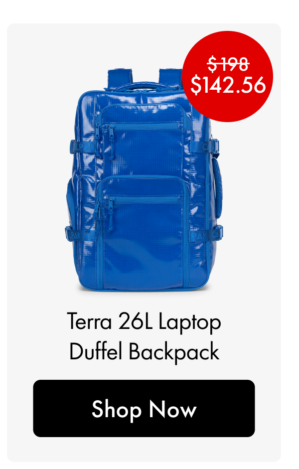 Was $198, Now $142.56 | Terra 26L Laptop Duffel Backpack | Shop Now