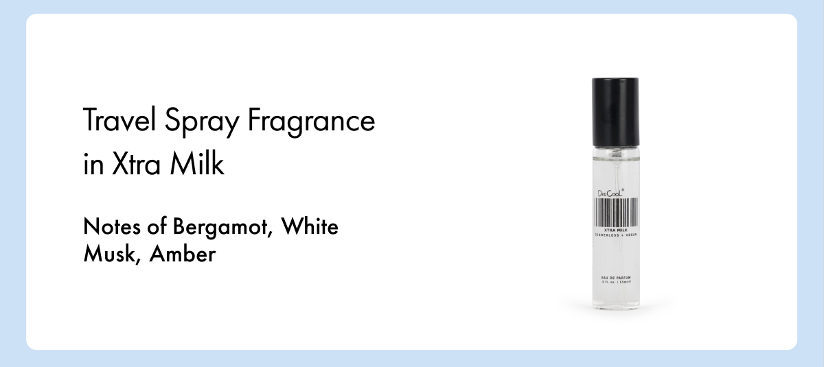Travel Spray Fragrance in Xtra Milk | Notes of Bergamot, White Musk, Amber