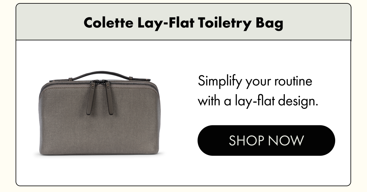 Colette lay-flat toiletry bag | Simplify your routine with a lay-flat design.