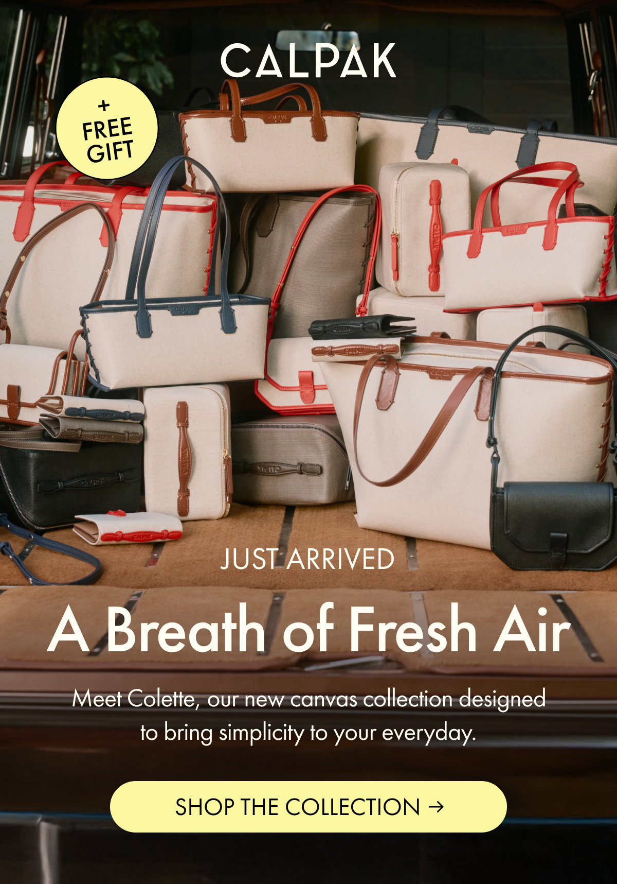 CALPAK | JUST ARRIVED | A Breath of Fresh Air | Meet Colette, our new canvas collection designed to bring simplicity to your everyday. | SHOP THE COLLECTION