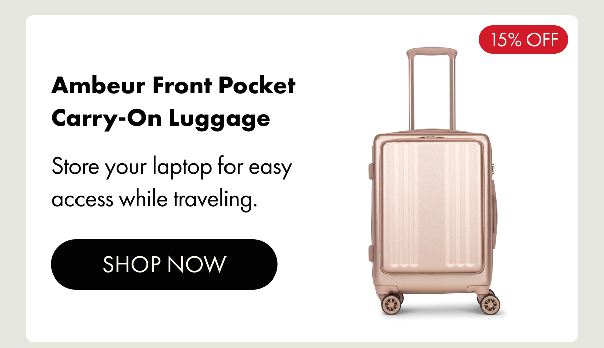 15% OFF | Ambeur Front Pocket Carry-On Luggage | Store your laptop for easy access while traveling. | SHOP NOW