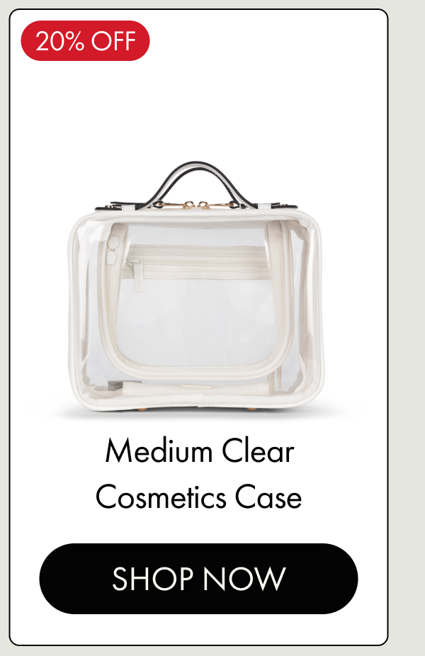 20% OFF | Medium Clear Cosmetics Case | SHOP NOW