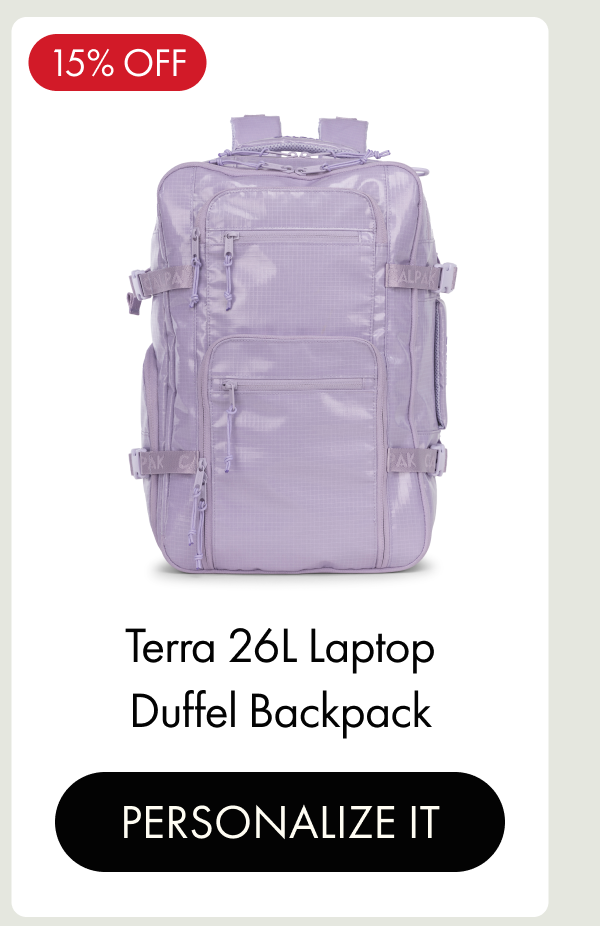 15% OFF | Terra 26L Laptop Duffel Backpack | PERSONALIZE IT