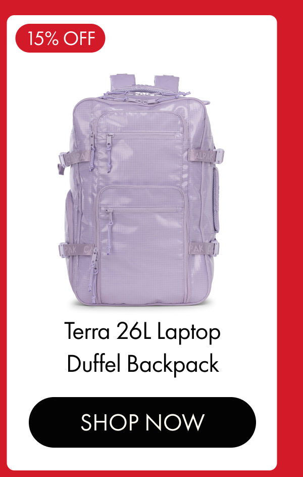 15% OFF | Terra 26L Laptop Duffel Backpack | SHOP NOW