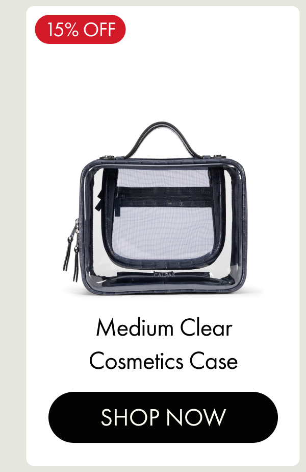 15% OFF | Medium Clear Cosmetics Case | SHOP NOW
