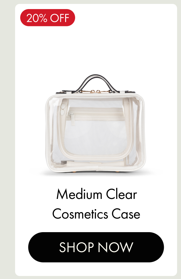 20% OFF | Medium Clear Cosmetics Case | SHOP NOW