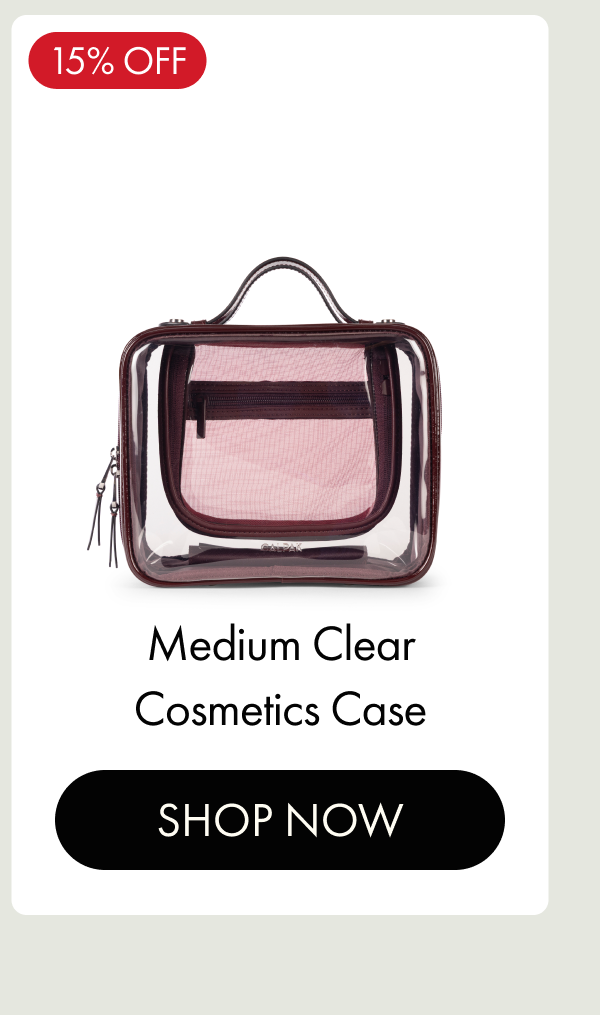 15% OFF | Medium Clear Cosmetics Case | SHOP NOW