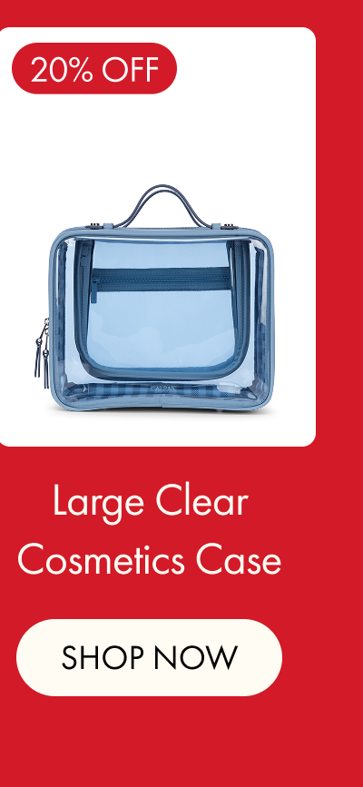 20% OFF | Large Clear Cosmetics Case | SHOP NOW