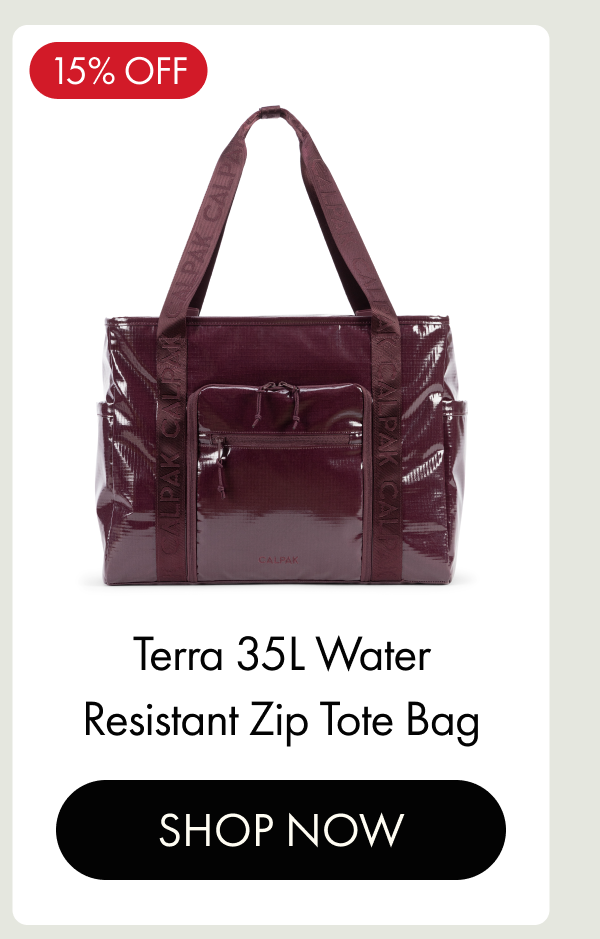 15% OFF | Terra 35L Water Resistant Zip Tote Bag | SHOP NOW