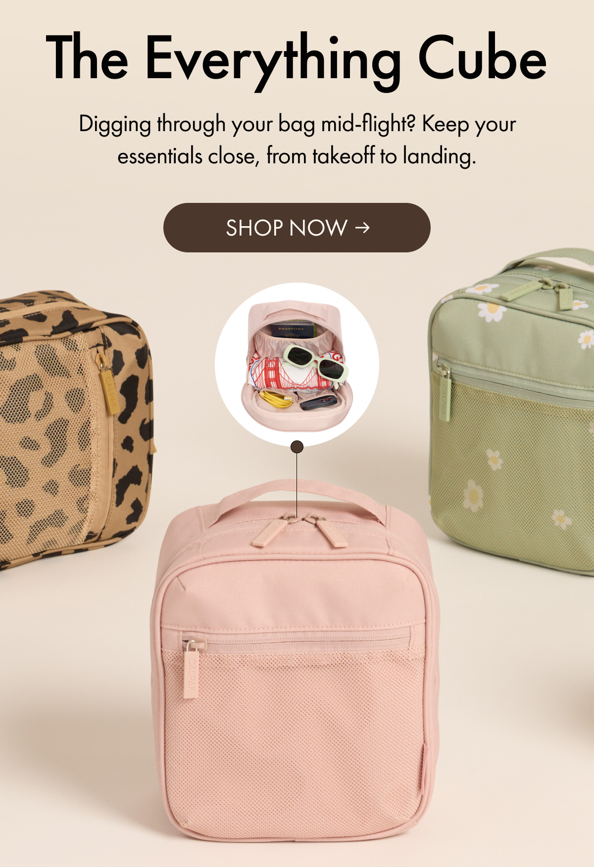 The Everything Cube | Digging through your bag mid-flight? Keep your essentials close, from takeoff to landing. | SHOP NOW