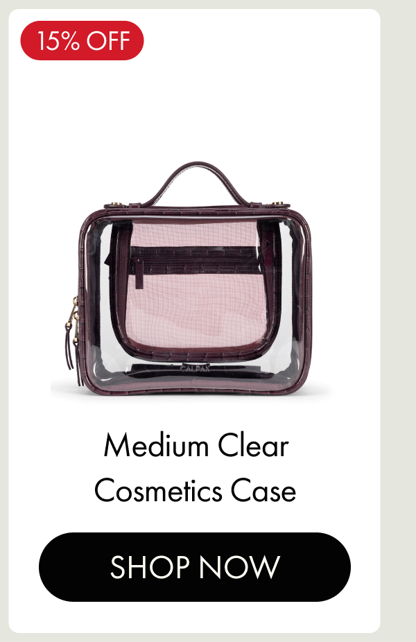 15% OFF | Medium Clear Cosmetics Case | SHOP NOW