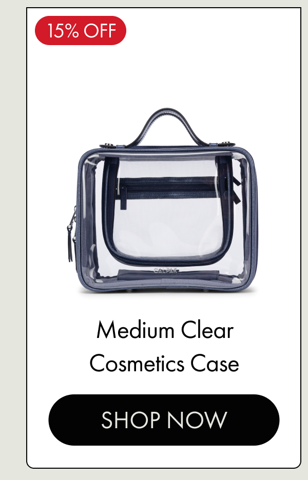 15% OFF | Medium Clear Cosmetics Case | SHOP NOW