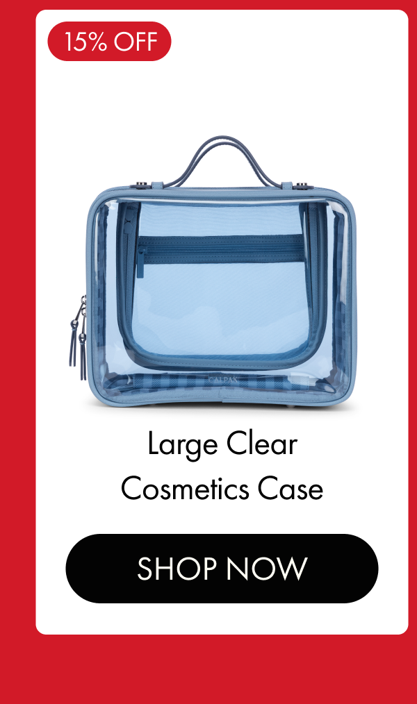 15% OFF | Large Clear Cosmetics Case | SHOP NOW