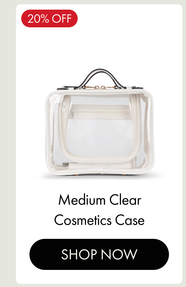20% OFF | Medium Clear Cosmetics Case | SHOP NOW