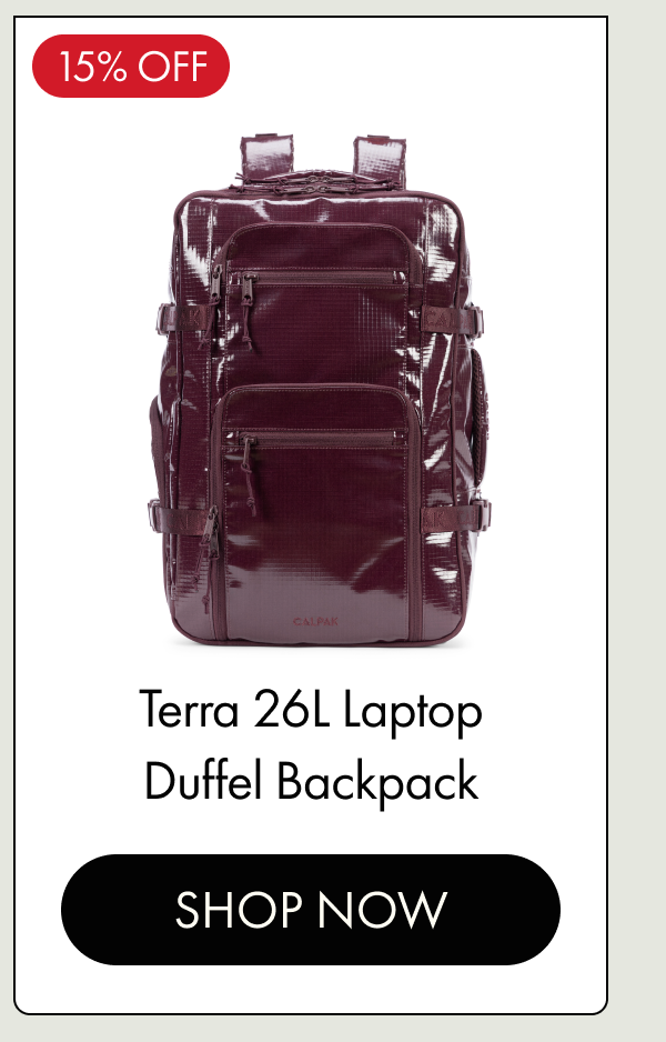 15% OFF | Terra 26L Laptop Duffel Backpack | SHOP NOW