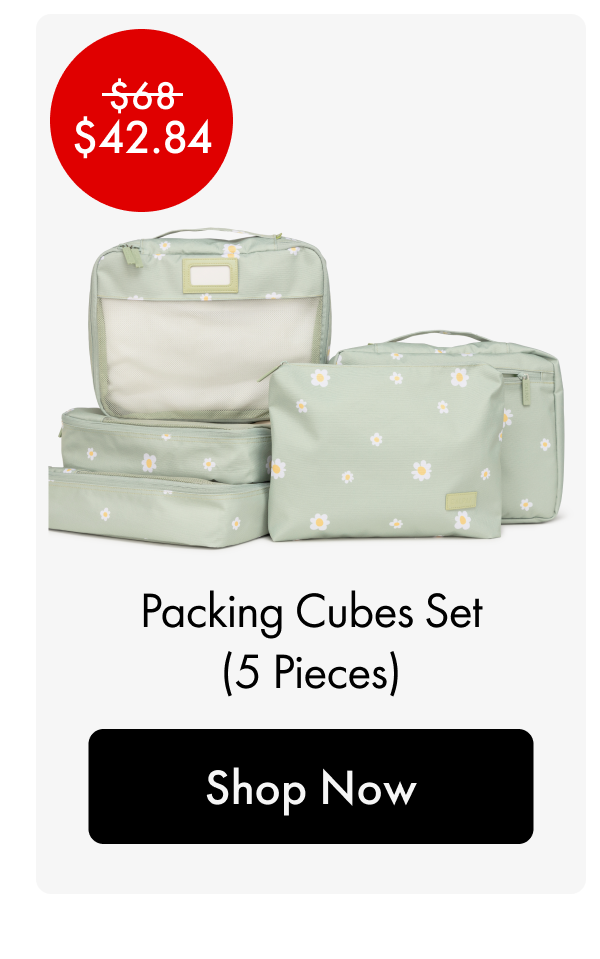Was $68, Now $42.84 | Packing Cubes Set (5 Pieces) | Shop Now