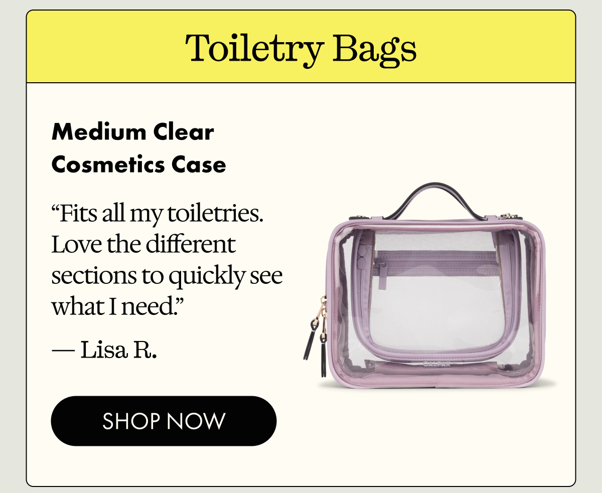 Toiletry Bags | Medium Clear Cosmetics Case | "Fits all my toiletries. Love the different sections to quickly see what I need." - Lisa R. | SHOP NOW