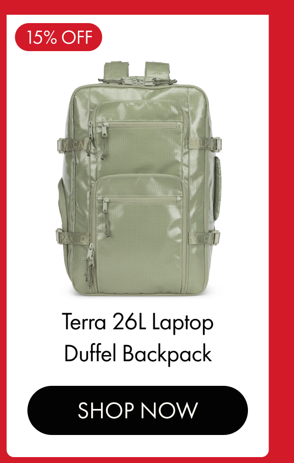 15% OFF | Terra 26L Laptop Duffel Backpack | SHOP NOW