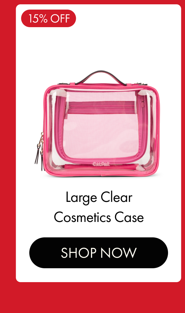 15% OFF | Large Clear Cosmetics Case | SHOP NOW