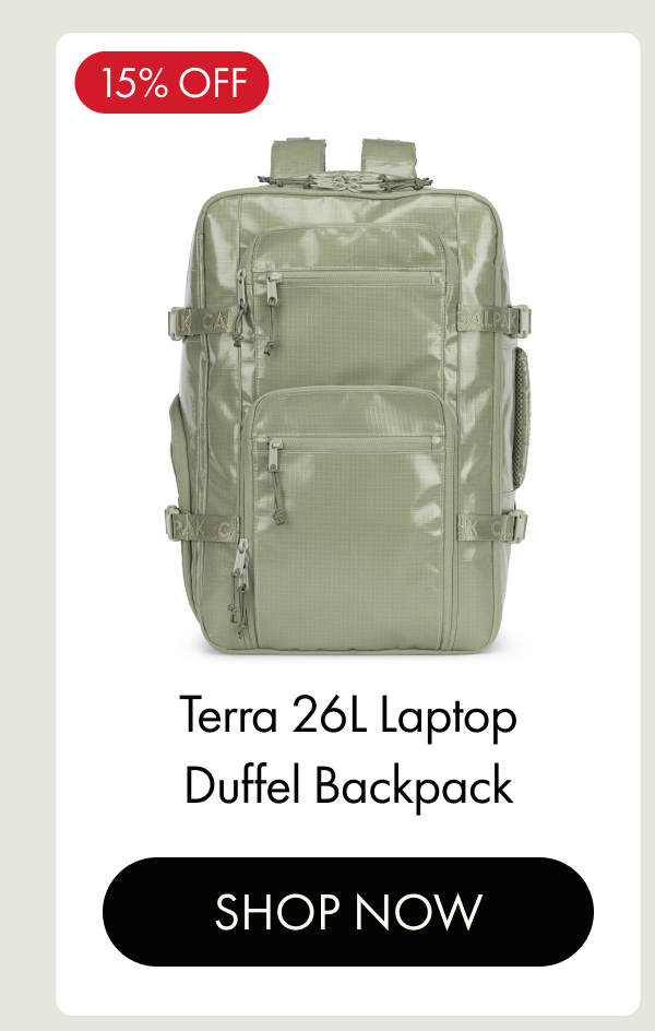 15% OFF | Terra 26L Laptop Duffel Backpack | SHOP NOW