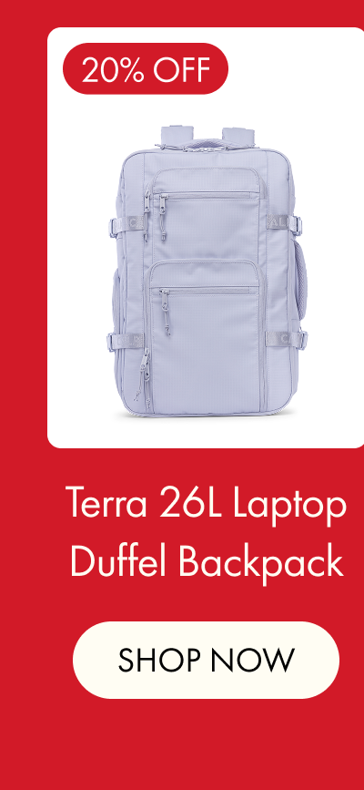 20% OFF | Terra 26L Laptop Duffel Backpack | SHOP NOW