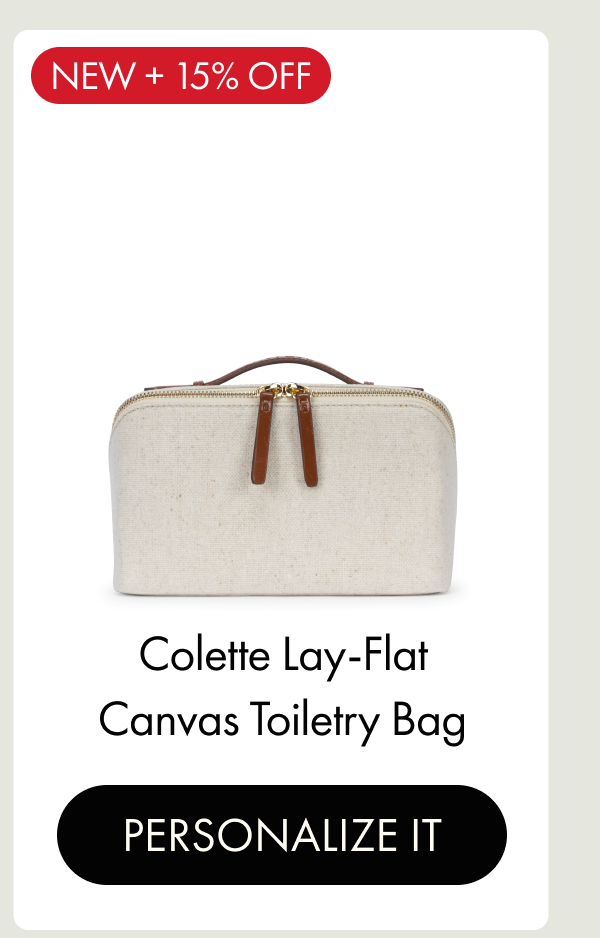 NEW + 15% OFF | Colette Lay-Flat Canvas Toiletry Bag | PERSONALIZE IT