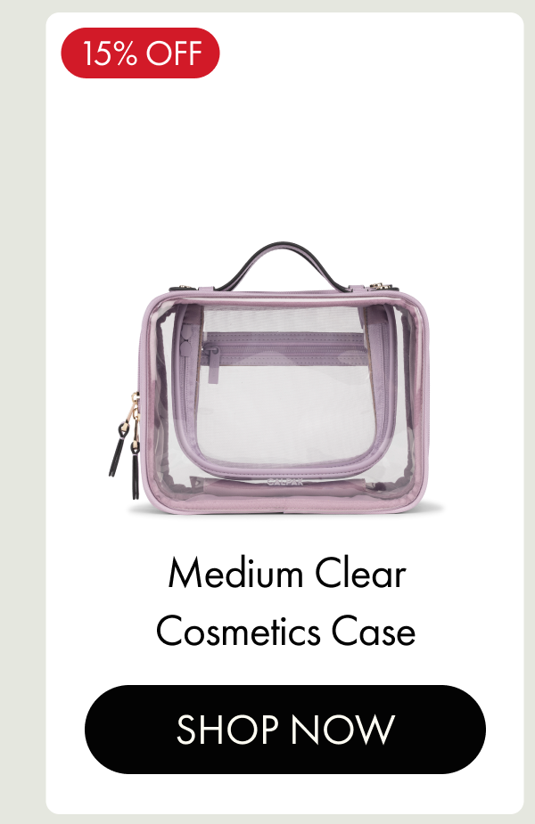 15% OFF | Medium Clear Cosmetics Case | SHOP NOW