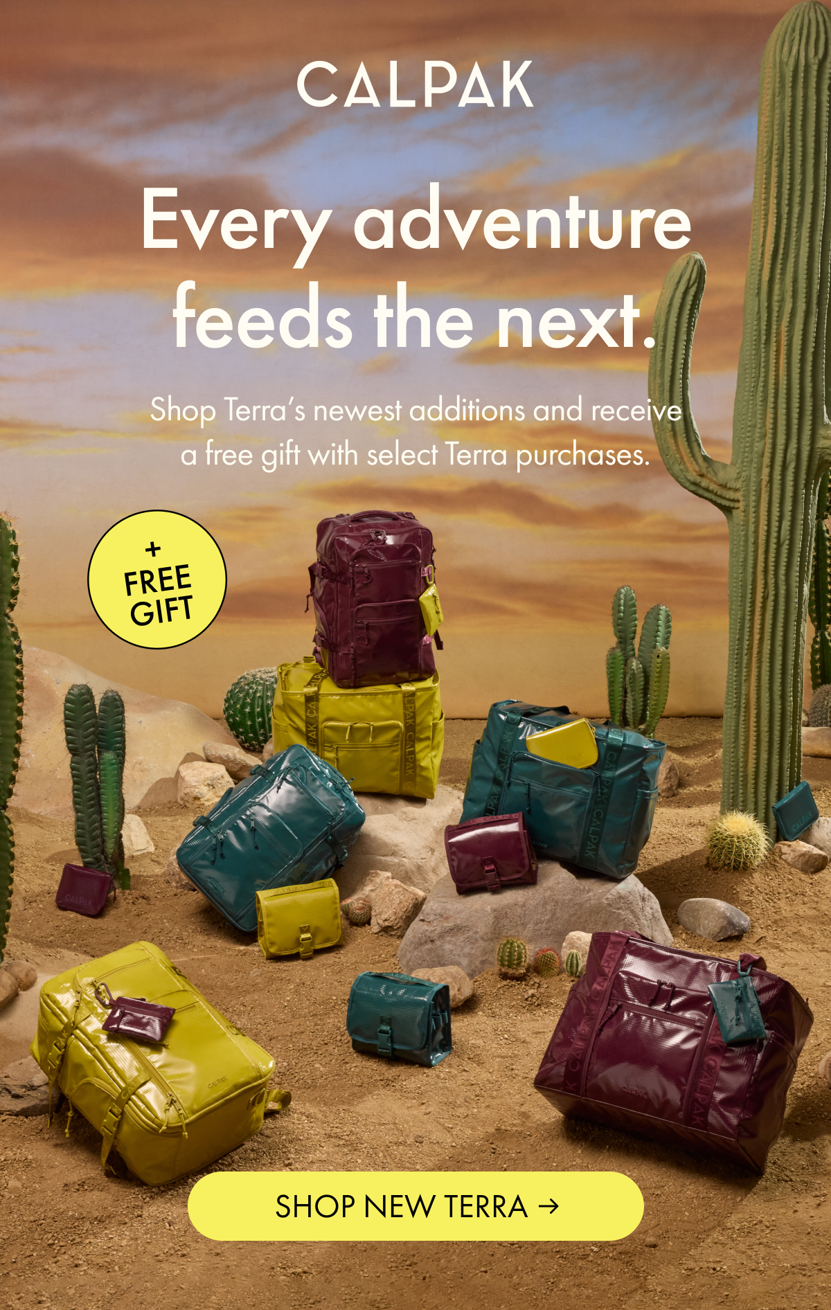 CALPAK | Every adventure feeds the next. Shop new Terra and get a free gift. | SHOP NEW TERRA